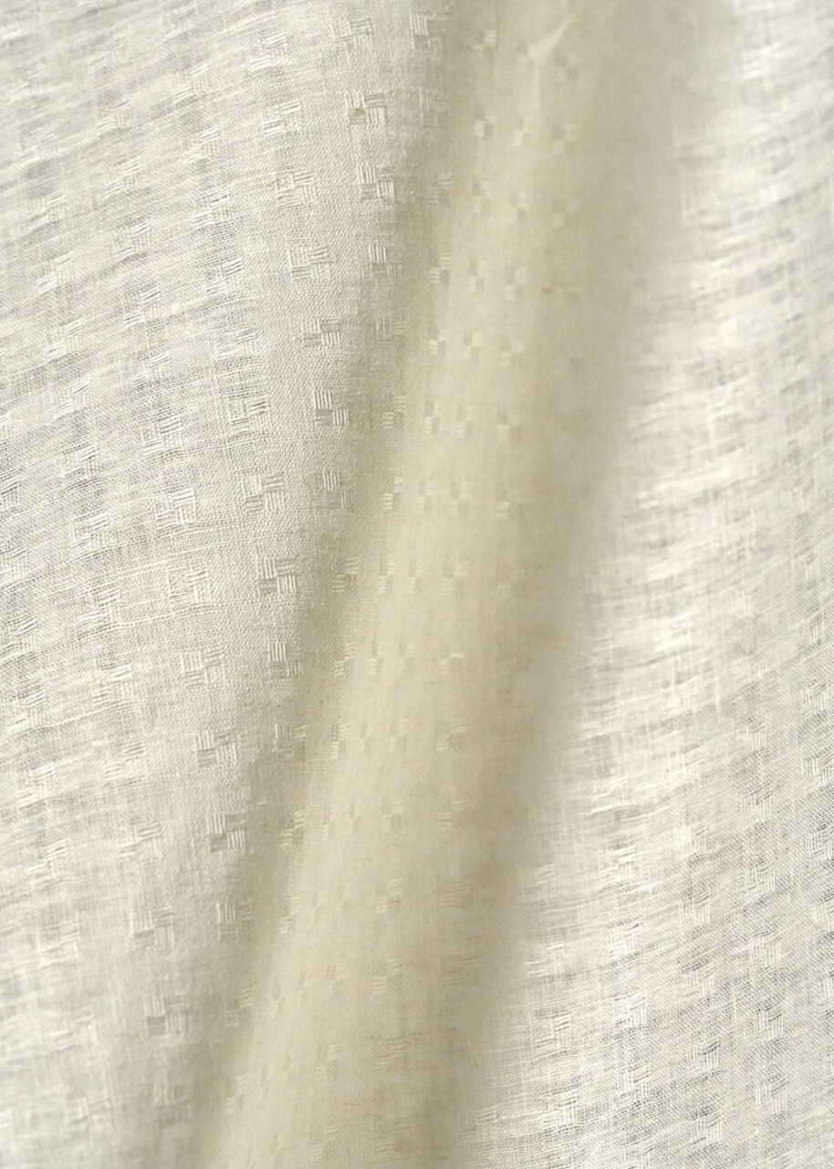 1 Yard Ivory Interwoven Squares Linen Lightweight Fabric 56" Width